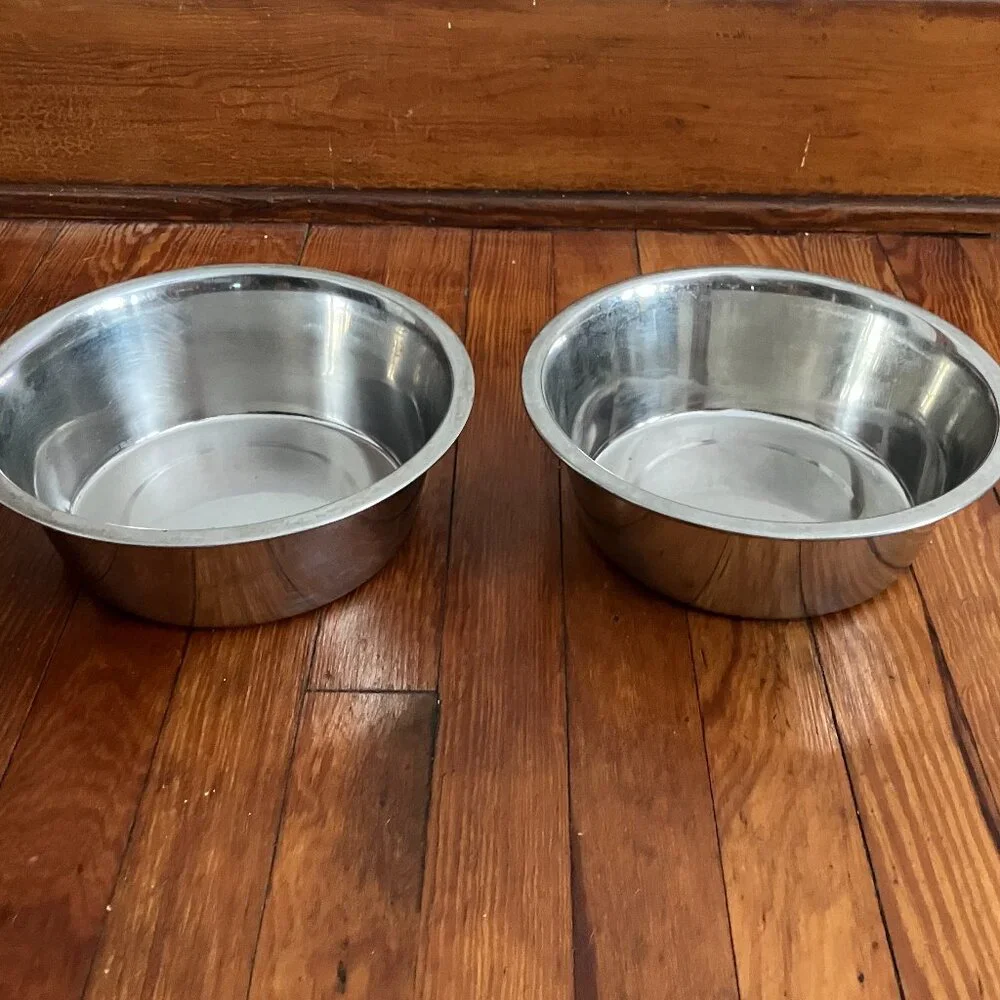 Set of 2 Nesting Stainless Steel Dog Bowls 3 Quart 12 Cup Large Breed
